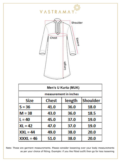 Men's Red Cotton Blend Kurta